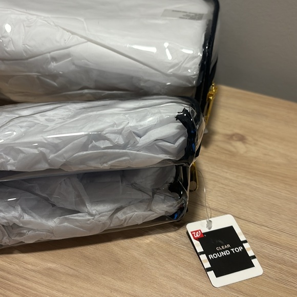 Set of Clear (black and gold trim) zipper organizer bags makeup, travel set of 3 - Picture 5 of 5